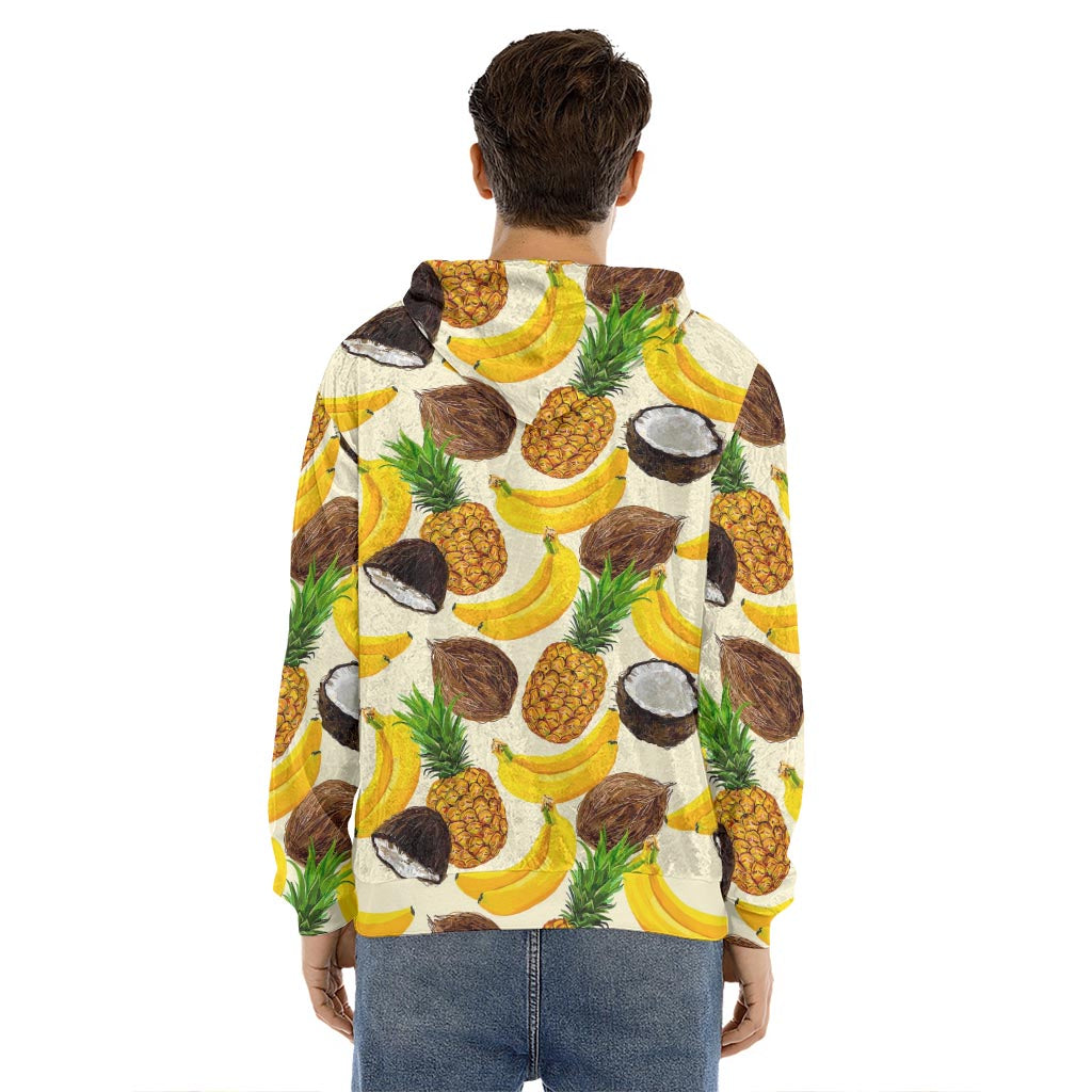 Tropical Fruits Pattern Print Men's Velvet Pullover Hoodie