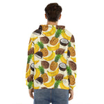 Tropical Fruits Pattern Print Men's Velvet Pullover Hoodie