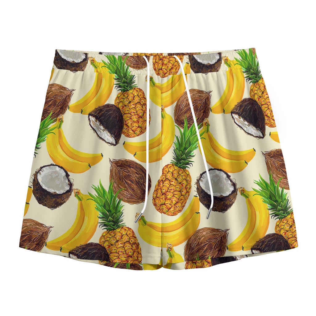 Tropical Fruits Pattern Print Mesh Shorts