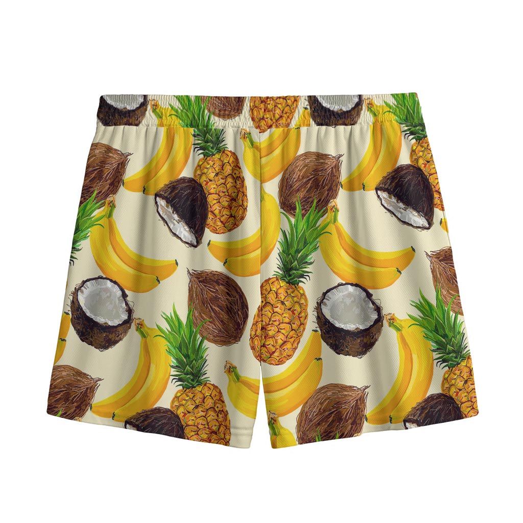 Tropical Fruits Pattern Print Mesh Shorts