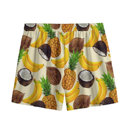Tropical Fruits Pattern Print Mesh Shorts