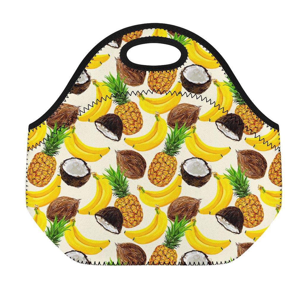 Tropical Fruits Pattern Print Neoprene Lunch Bag
