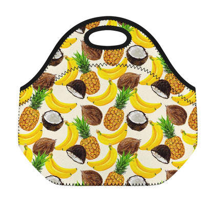 Tropical Fruits Pattern Print Neoprene Lunch Bag