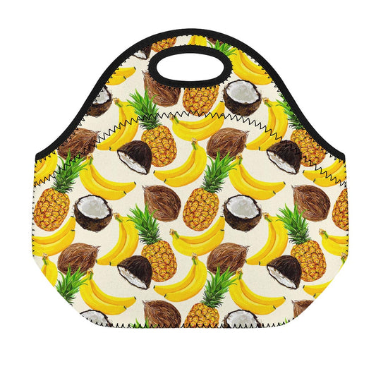 Tropical Fruits Pattern Print Neoprene Lunch Bag
