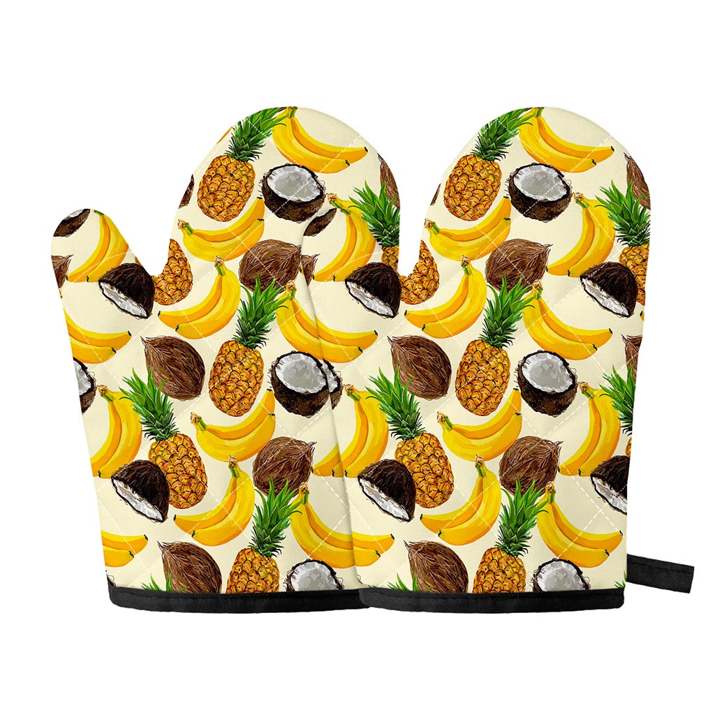 Tropical Fruits Pattern Print Oven Mitts