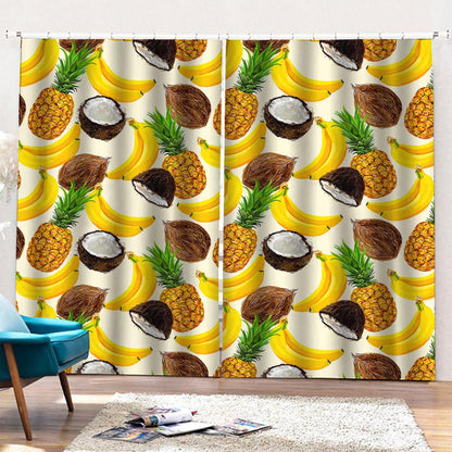 Tropical Fruits Pattern Print Pencil Pleat Curtains