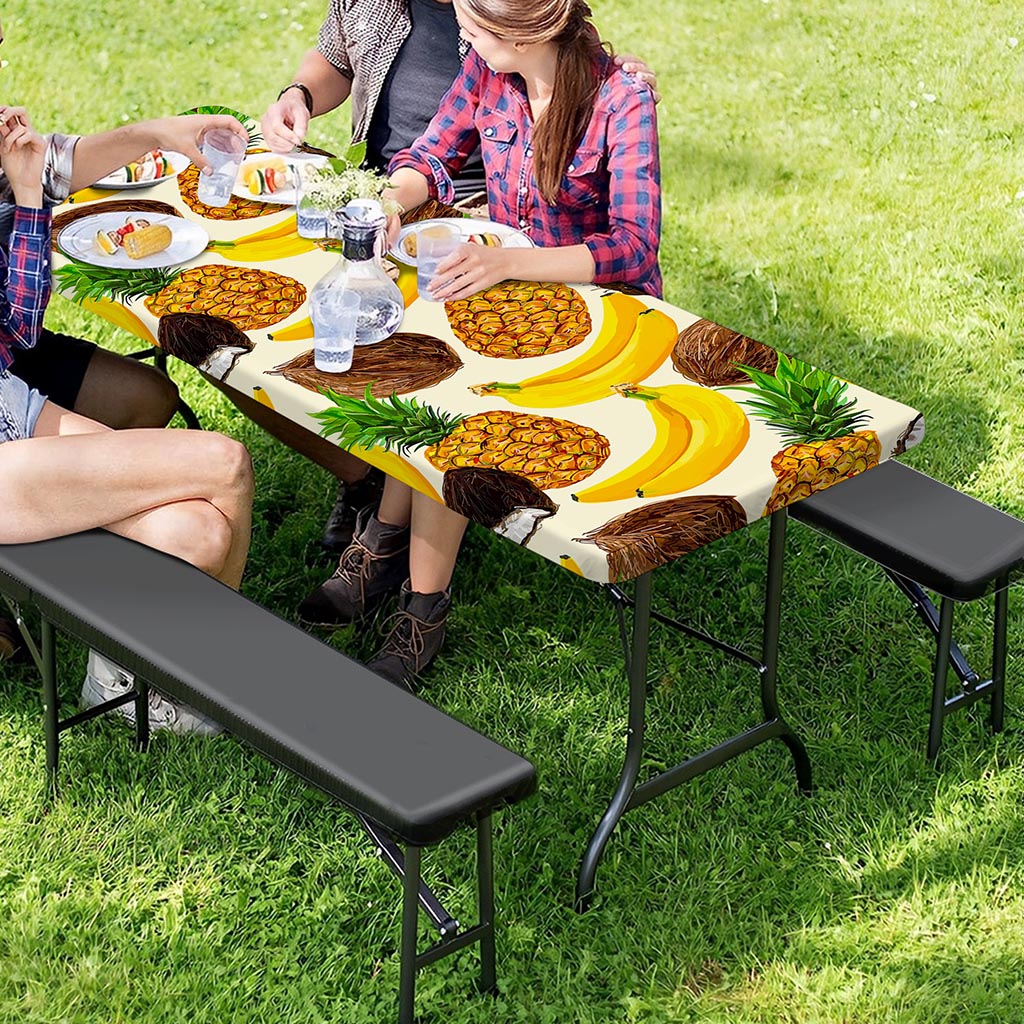 Tropical Fruits Pattern Print Picnic Table Cover