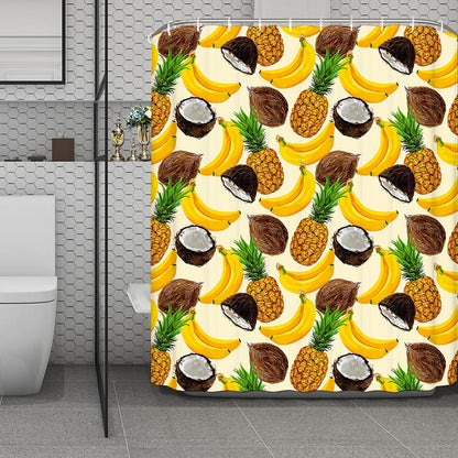 Tropical Fruits Pattern Print Polyester Shower Curtain