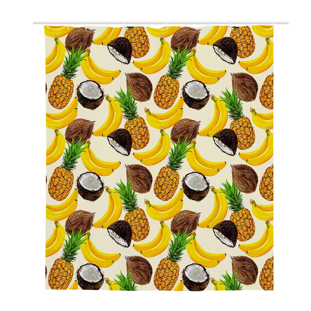 Tropical Fruits Pattern Print Polyester Shower Curtain