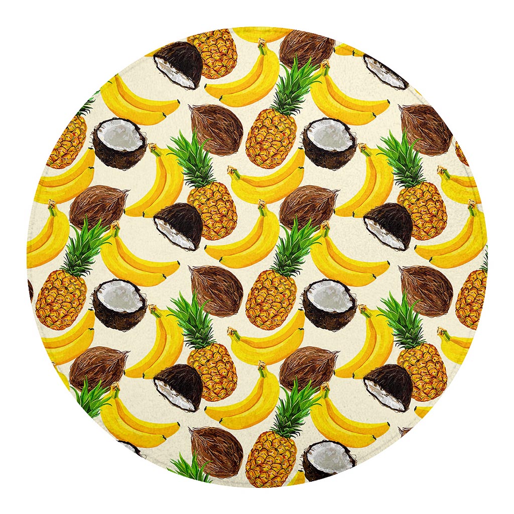 Tropical Fruits Pattern Print Round Blanket