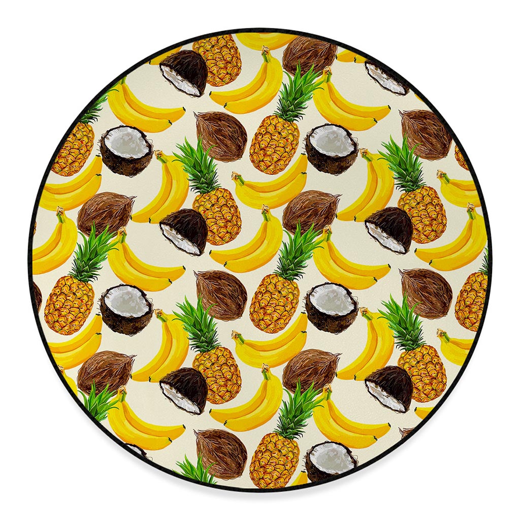 Tropical Fruits Pattern Print Round Floor Mat