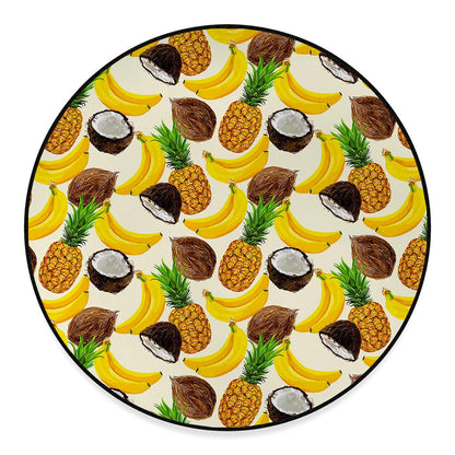 Tropical Fruits Pattern Print Round Floor Mat