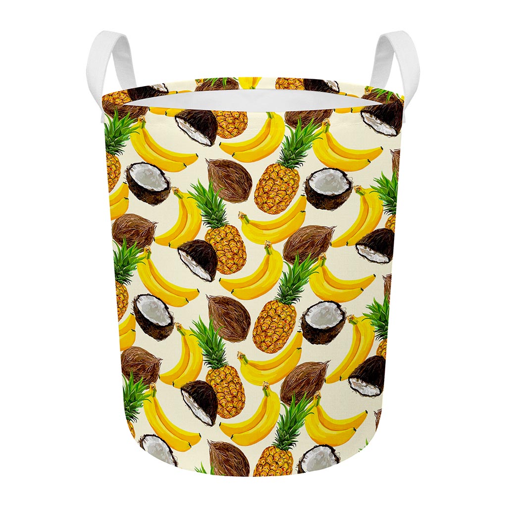 Tropical Fruits Pattern Print Round Laundry Basket