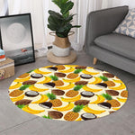 Tropical Fruits Pattern Print Round Rug