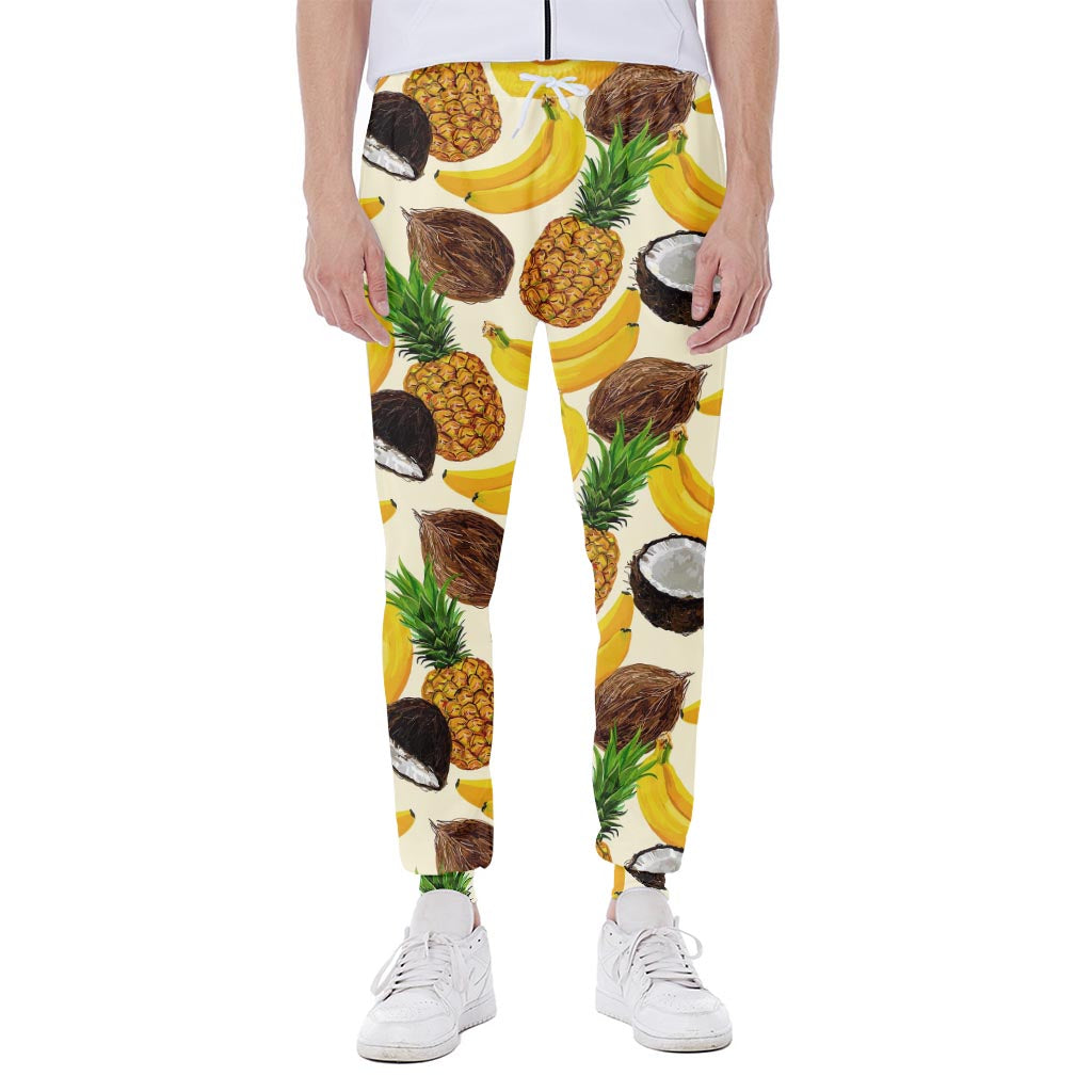 Tropical Fruits Pattern Print Scuba Joggers