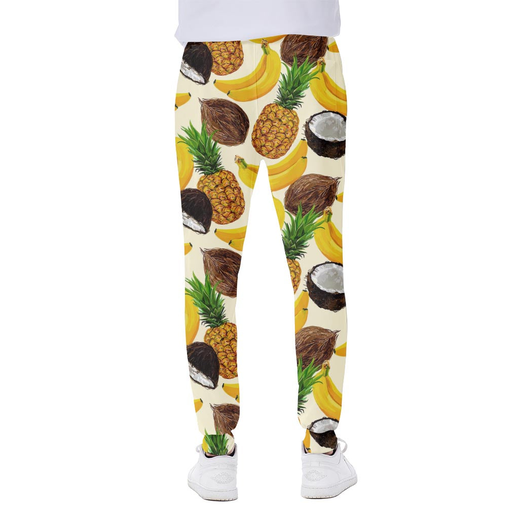 Tropical Fruits Pattern Print Scuba Joggers
