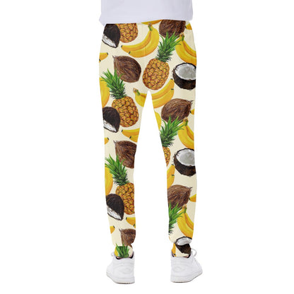 Tropical Fruits Pattern Print Scuba Joggers