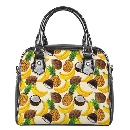 Tropical Fruits Pattern Print Shoulder Handbag