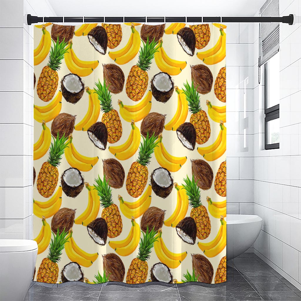 Tropical Fruits Pattern Print Shower Curtain