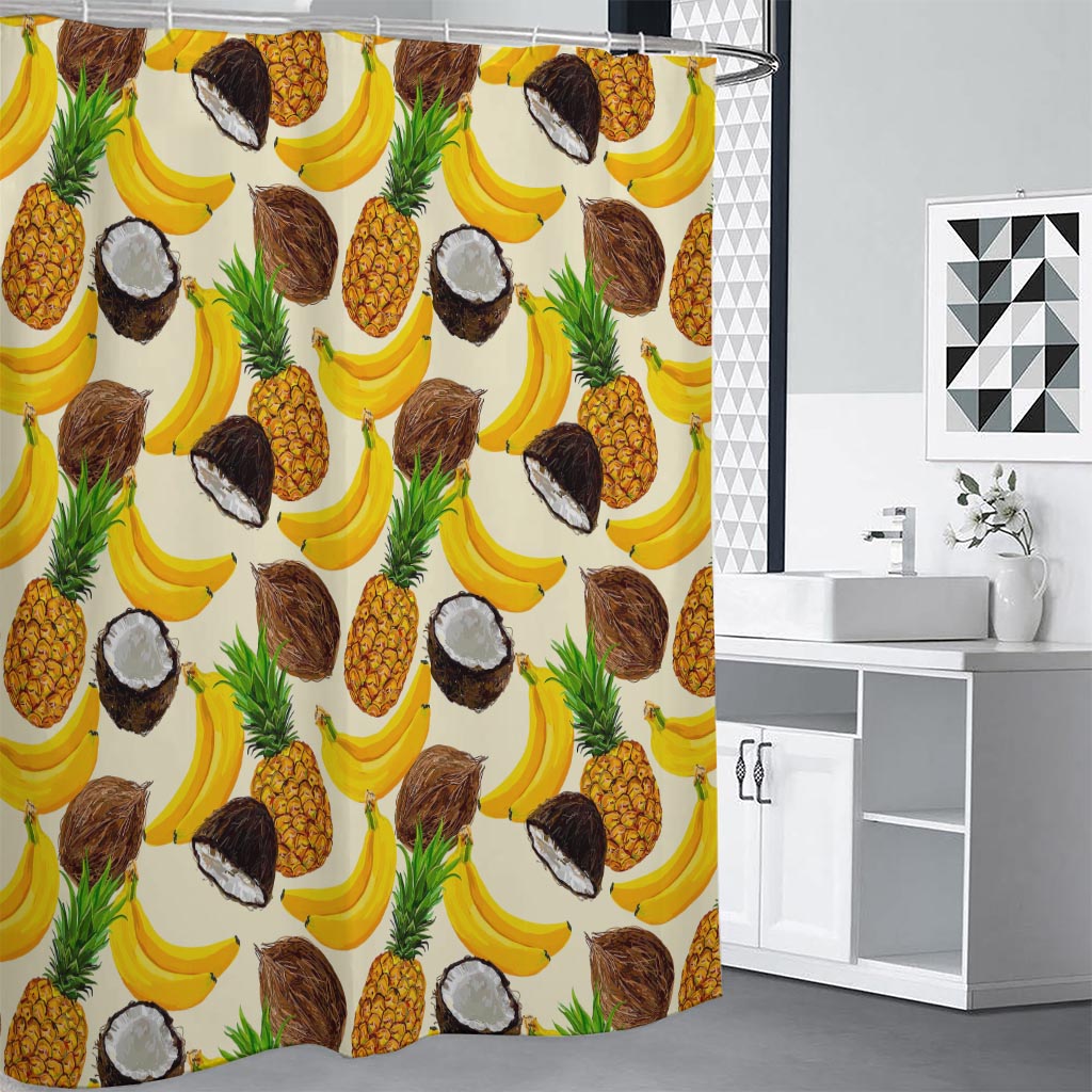 Tropical Fruits Pattern Print Shower Curtain