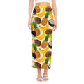 Tropical Fruits Pattern Print Side Slit Maxi Skirt