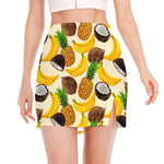 Tropical Fruits Pattern Print Side Slit Mini Skirt