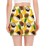 Tropical Fruits Pattern Print Side Slit Mini Skirt