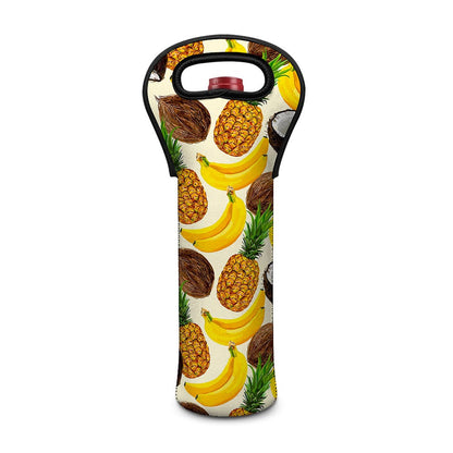 Tropical Fruits Pattern Print Single Neoprene Wine Tote