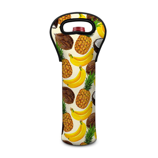 Tropical Fruits Pattern Print Single Neoprene Wine Tote
