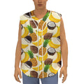 Tropical Fruits Pattern Print Sleeveless Baseball Jersey