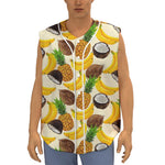 Tropical Fruits Pattern Print Sleeveless Baseball Jersey