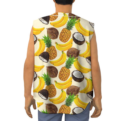 Tropical Fruits Pattern Print Sleeveless Baseball Jersey