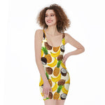 Tropical Fruits Pattern Print Sleeveless Bodycon Dress