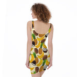 Tropical Fruits Pattern Print Sleeveless Bodycon Dress