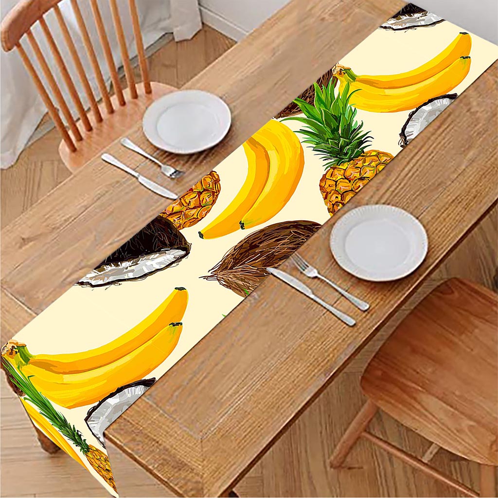 Tropical Fruits Pattern Print Table Runner