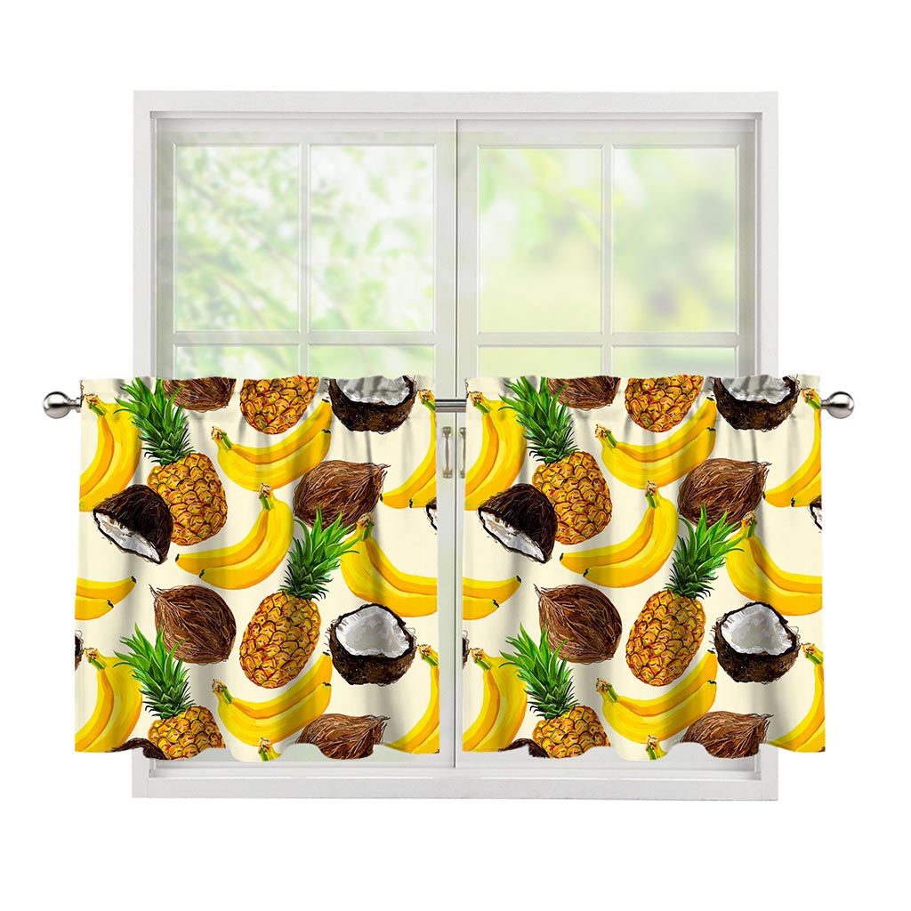 Tropical Fruits Pattern Print Tier Curtains