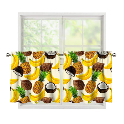 Tropical Fruits Pattern Print Tier Curtains