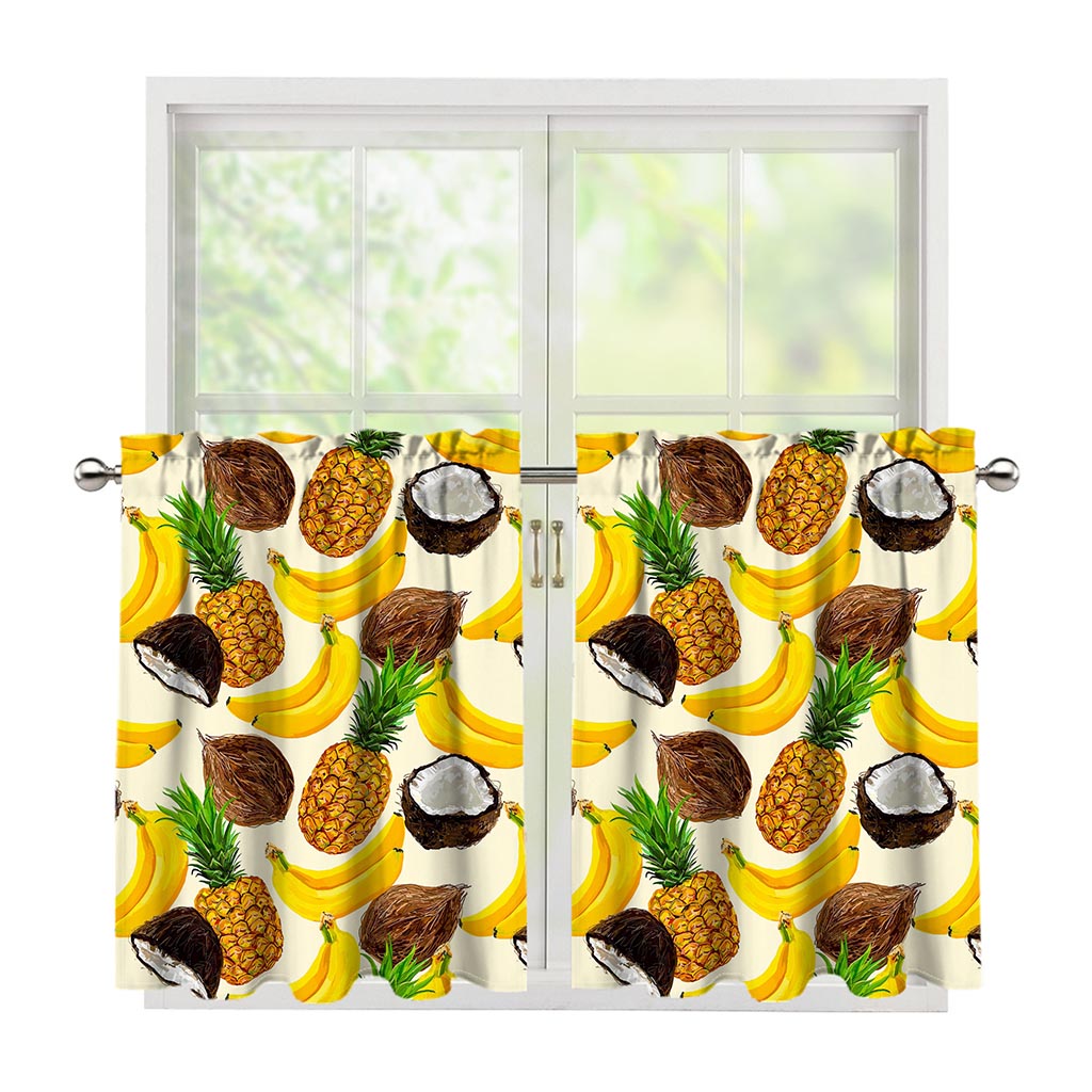 Tropical Fruits Pattern Print Tier Curtains