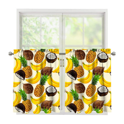 Tropical Fruits Pattern Print Tier Curtains