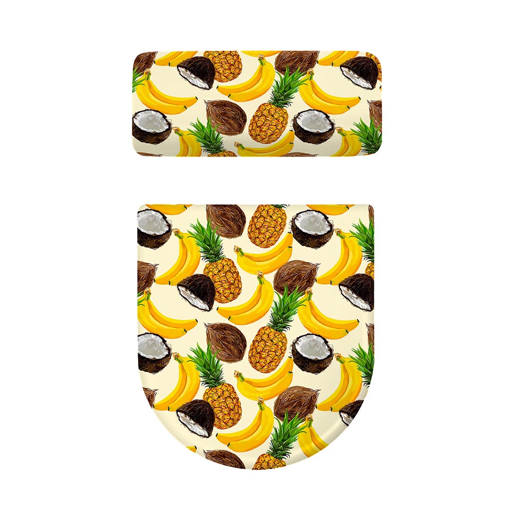 Tropical Fruits Pattern Print Toilet Lid And Tank Cover Set