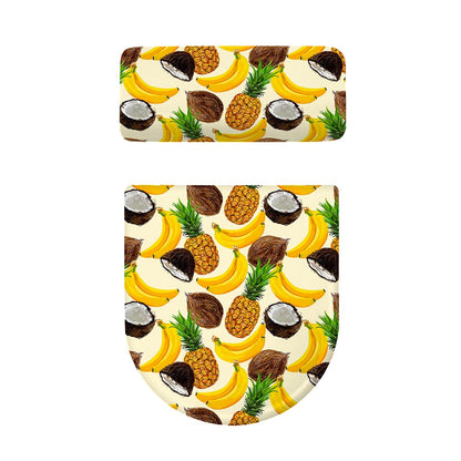 Tropical Fruits Pattern Print Toilet Lid And Tank Cover Set