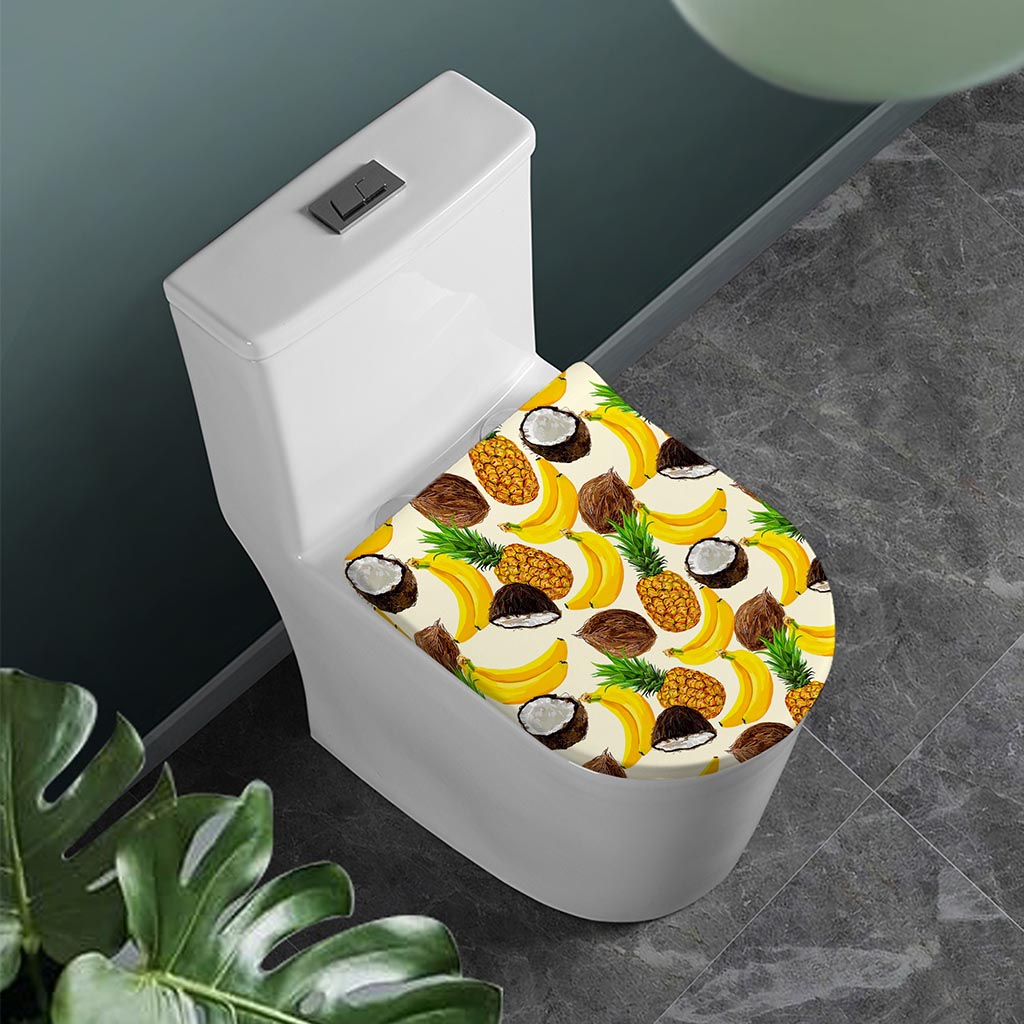 Tropical Fruits Pattern Print Toilet Lid Cover