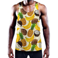 Tropical Fruits Pattern Print Men's Workout Tank Top