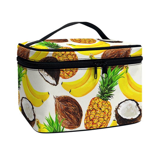 Tropical Fruits Pattern Print Travel Makeup Bag
