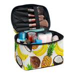 Tropical Fruits Pattern Print Travel Makeup Bag
