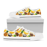 Tropical Fruits Pattern Print White Low Top Sneakers