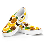 Tropical Fruits Pattern Print White Slip On Sneakers