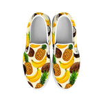 Tropical Fruits Pattern Print White Slip On Sneakers