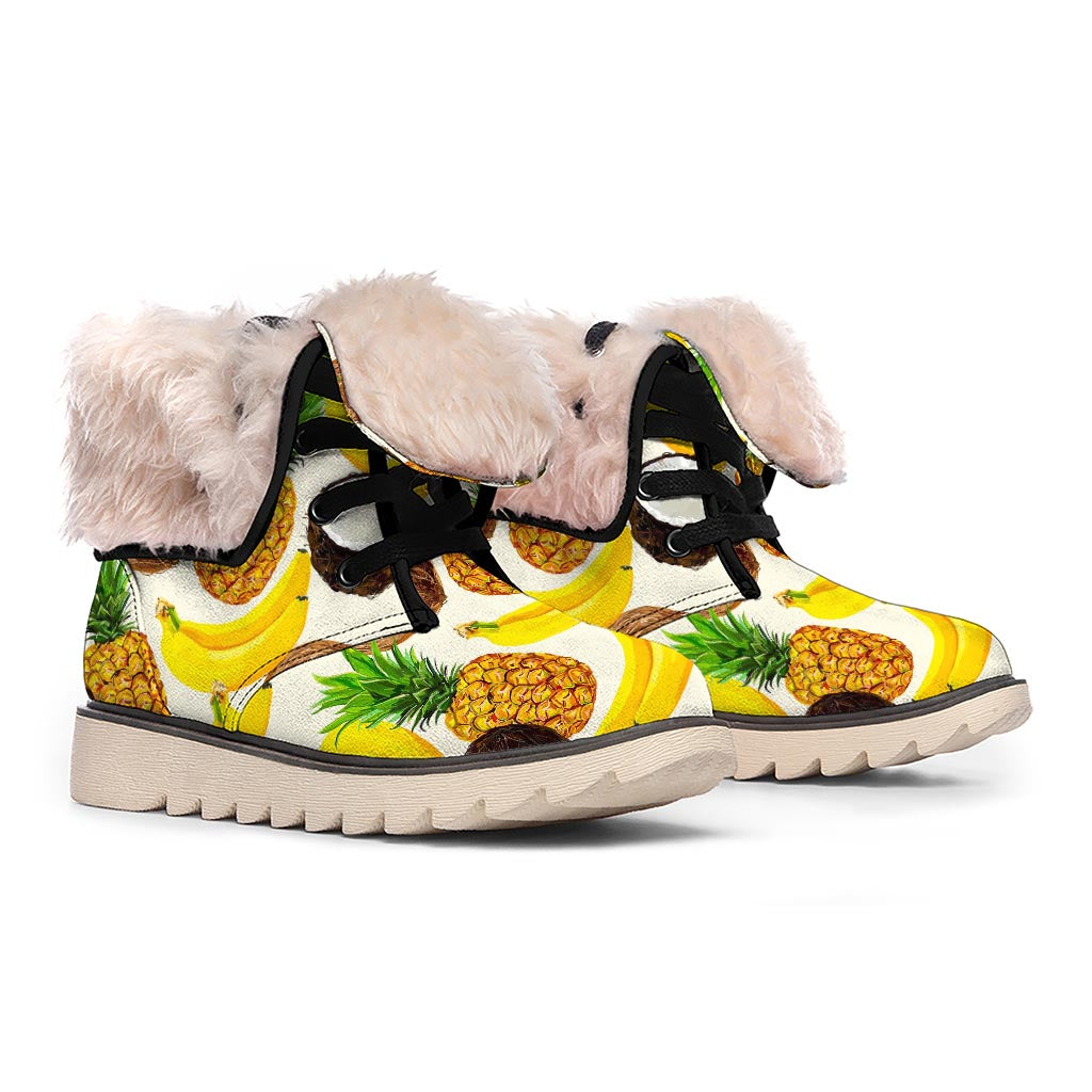 Tropical Fruits Pattern Print Winter Boots