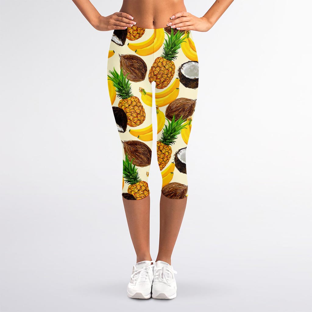 Tropical Fruits Pattern Print Women's Capri Leggings